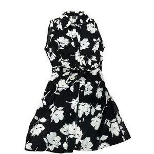 Saks Fifth Avenue Black Sleeveless Shirt Dress Size 12